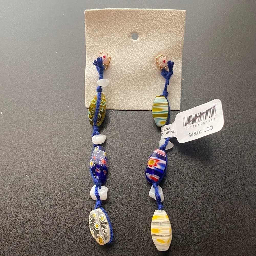 NEW Free People x Ariana Ost Voyage Dangle Earrings in Blue - Picture 2 of 3